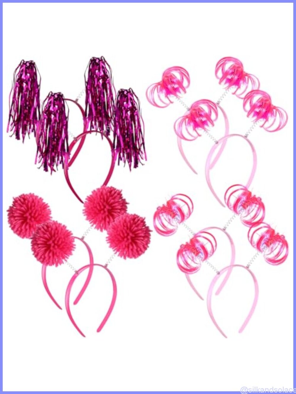 8 Pcs Pom Pom Feather Tinsel Headbands Costume Party Hair Accessories